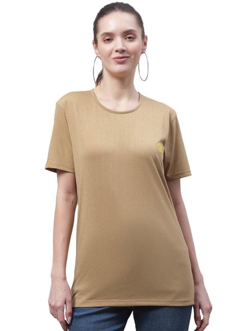 vimal jonney beige cotton logo print t-shirt
