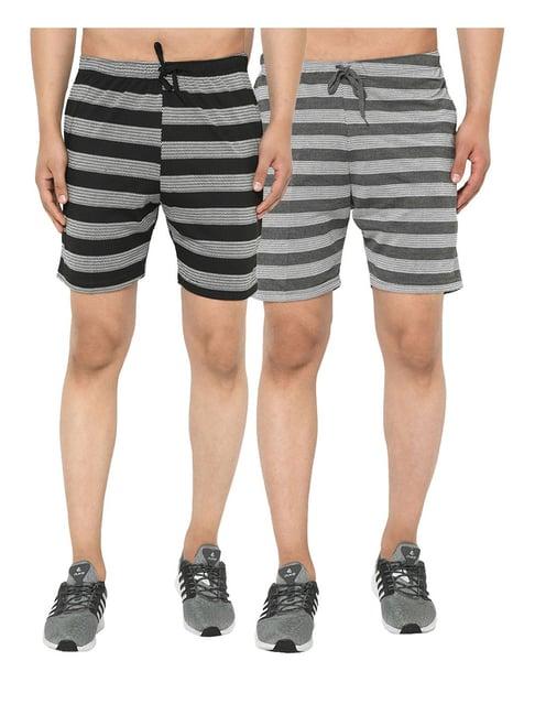 vimal jonney black & grey regular fit shorts - pack of 2