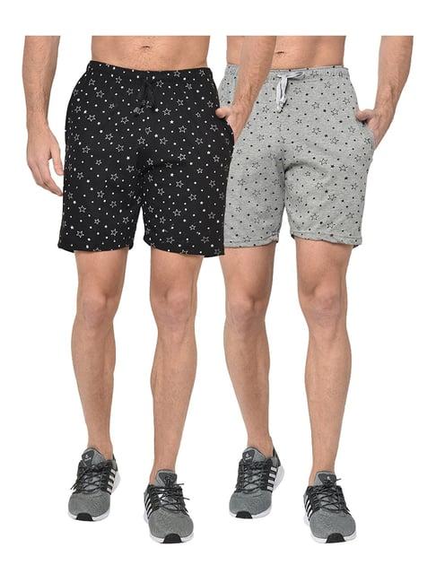 vimal jonney black & grey regular fit shorts - pack of 2