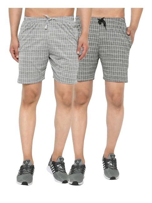 vimal jonney grey regular fit shorts - pack of 2