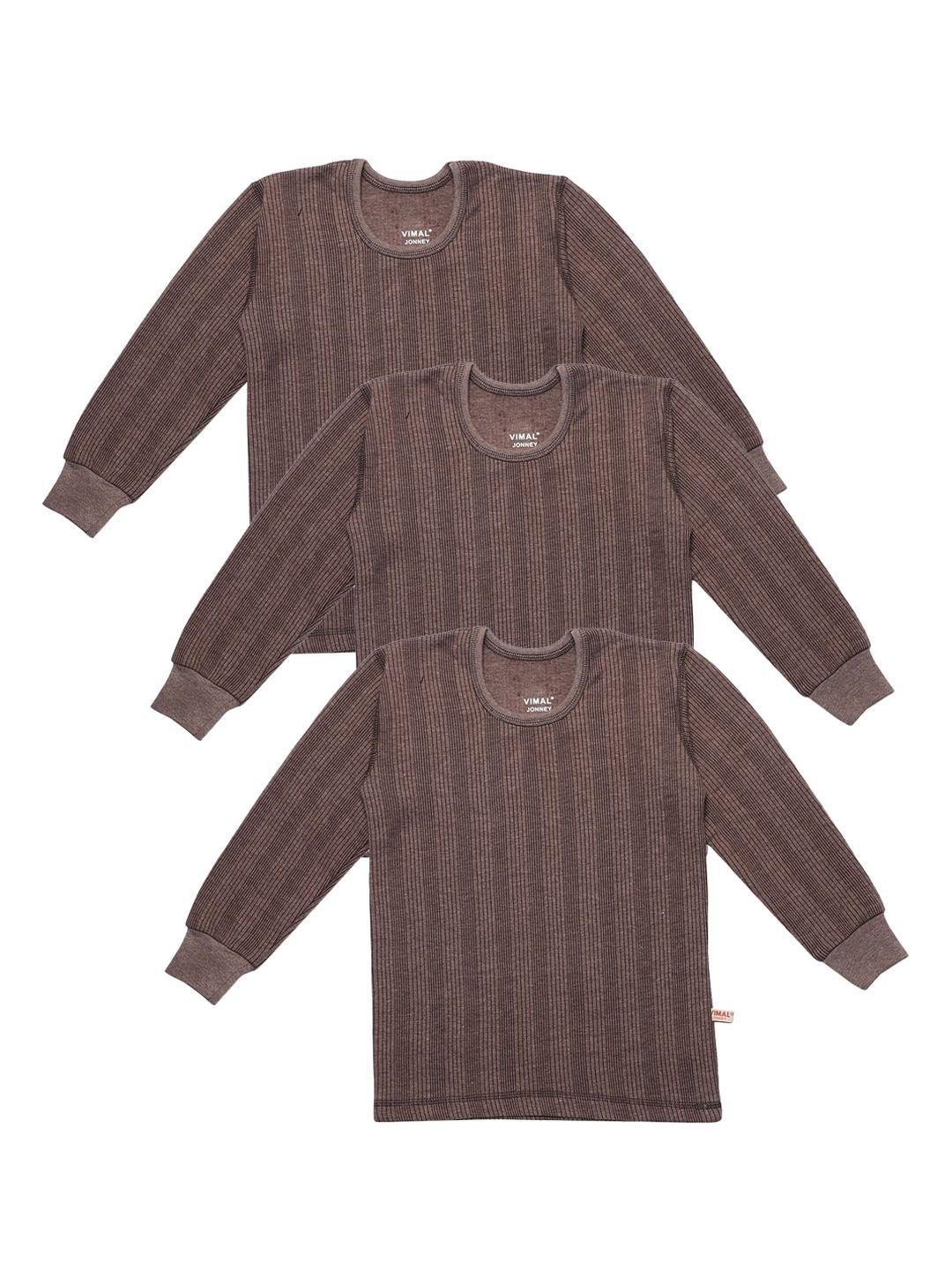 vimal jonney kids pack of 3 striped cotton thermal tops