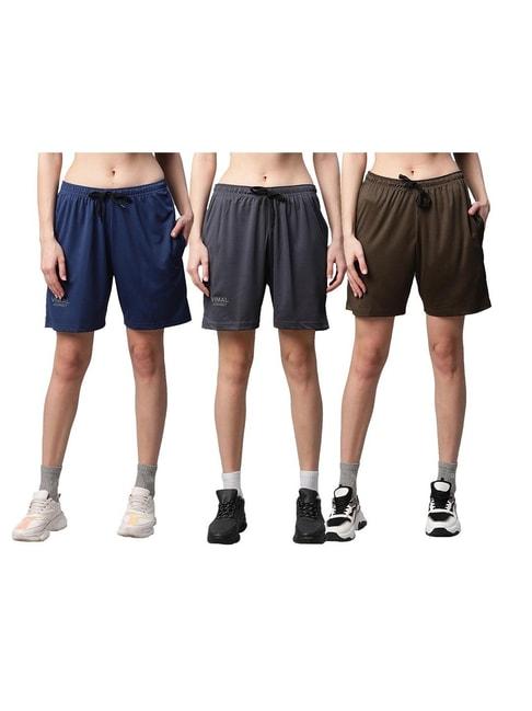 vimal jonney multicolor logo sports shorts (pack of 3)