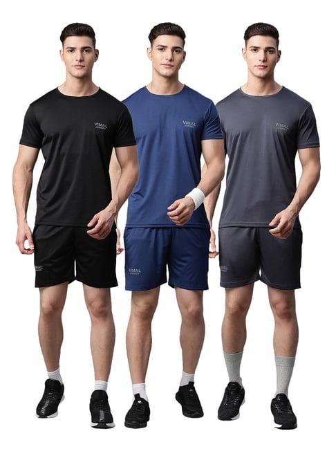 vimal jonney multicolor regular fit t-shirt with shorts - pack of 3