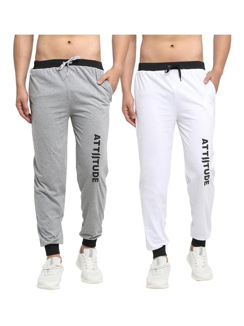 vimal jonney white & grey printed joggers - pack of 2