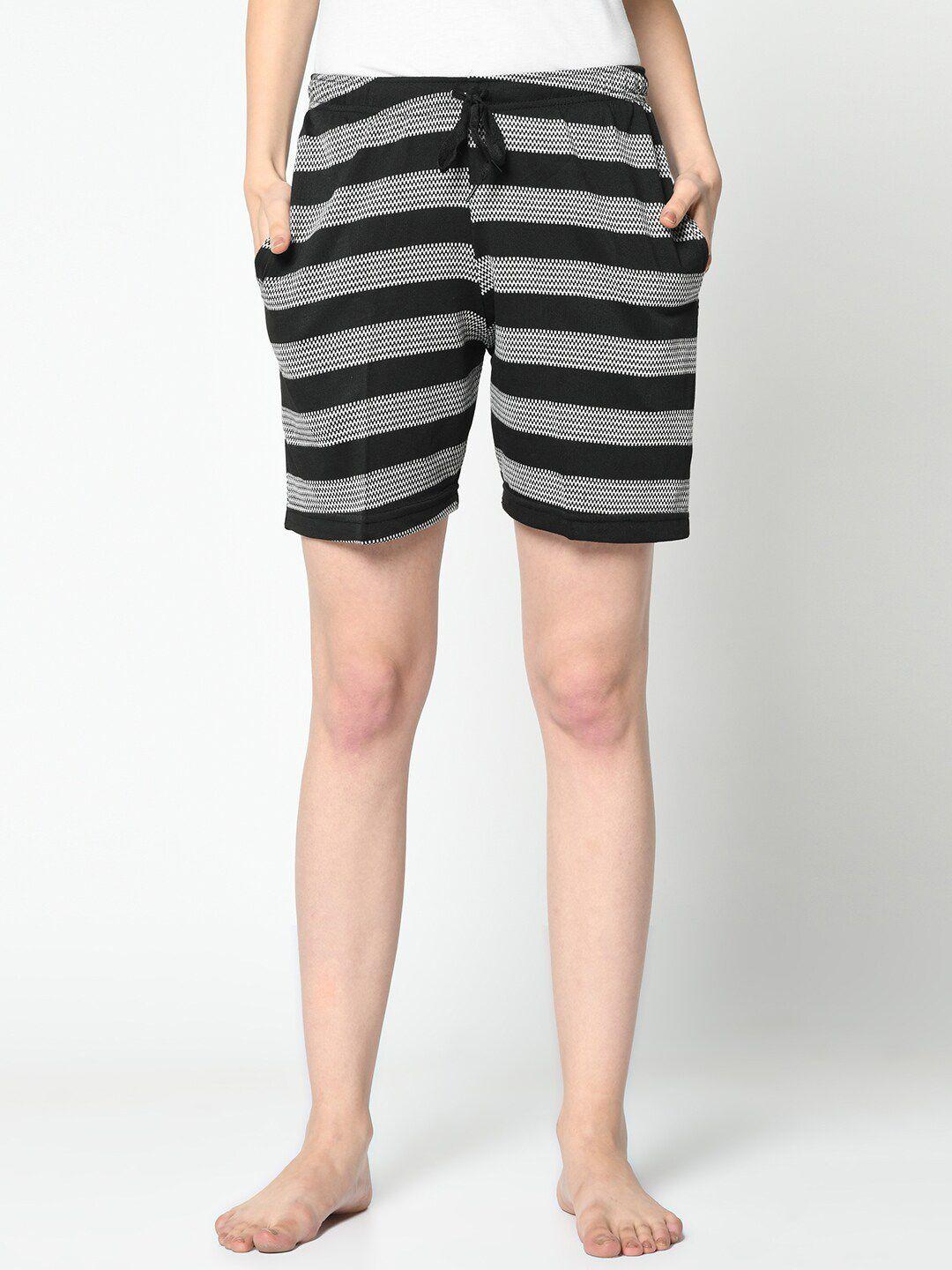 vimal jonney women black striped lounge shorts