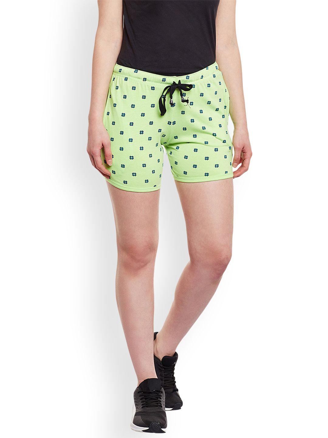 vimal-jonney-women-green-printed-slim-fit-regular-shorts