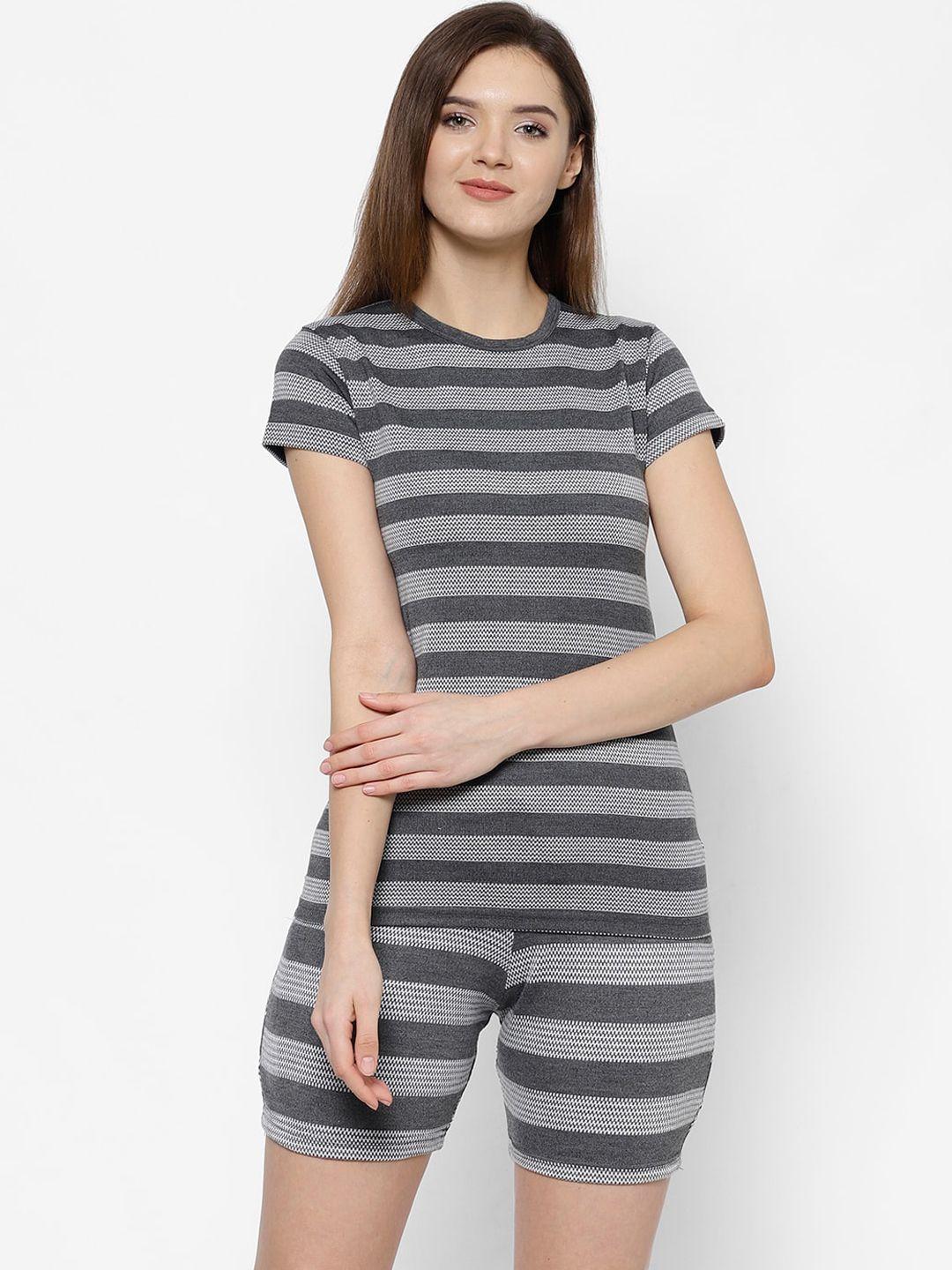 vimal-jonney-women-grey-striped-night-suit