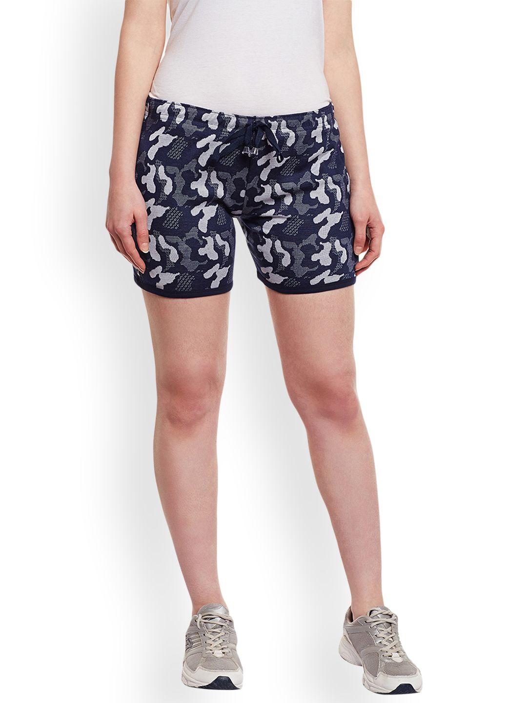vimal-jonney-women-navy-blue-printed-slim-fit-regular-shorts