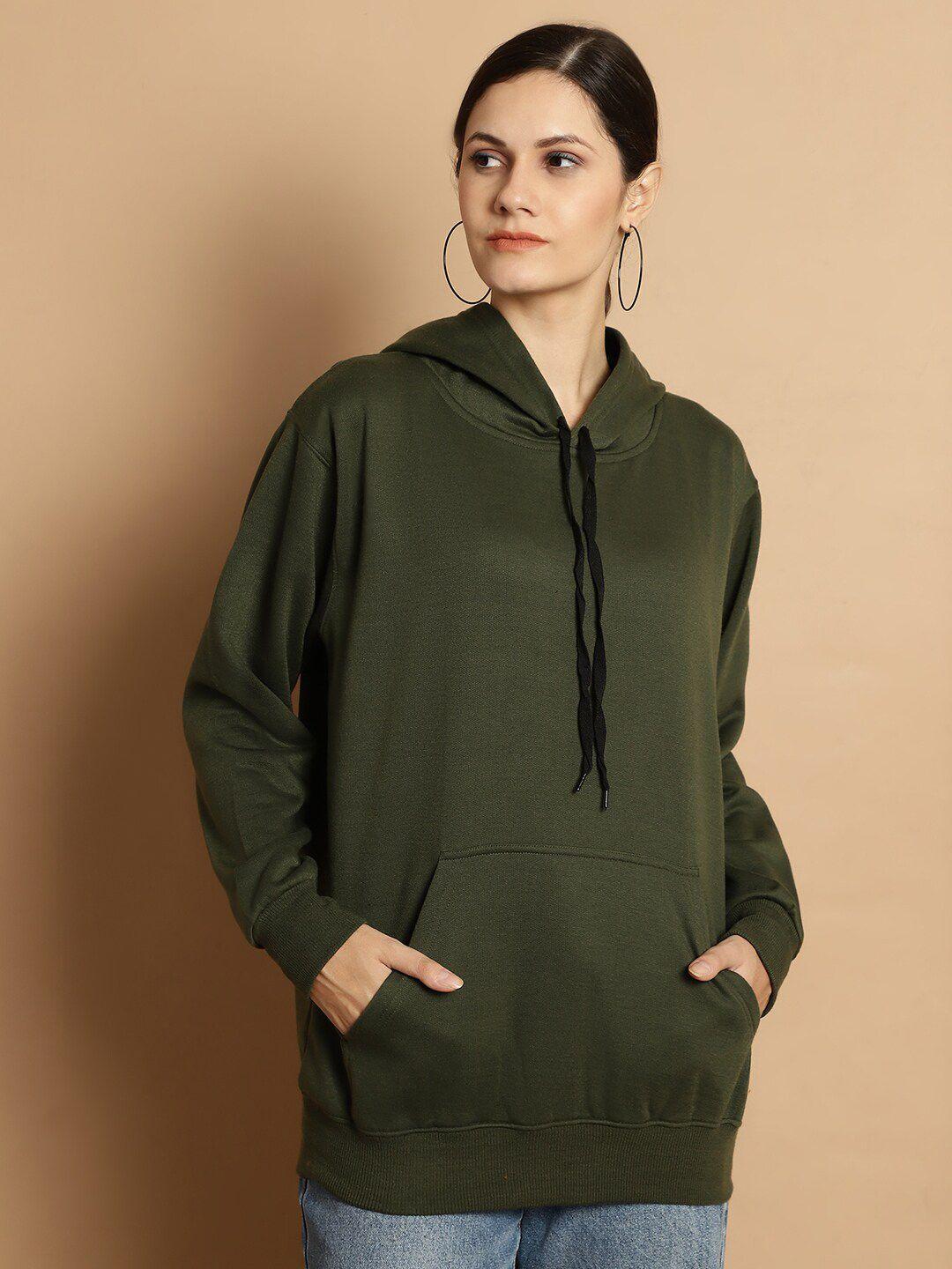 vimal jonney women olive green hooded sweatshirt