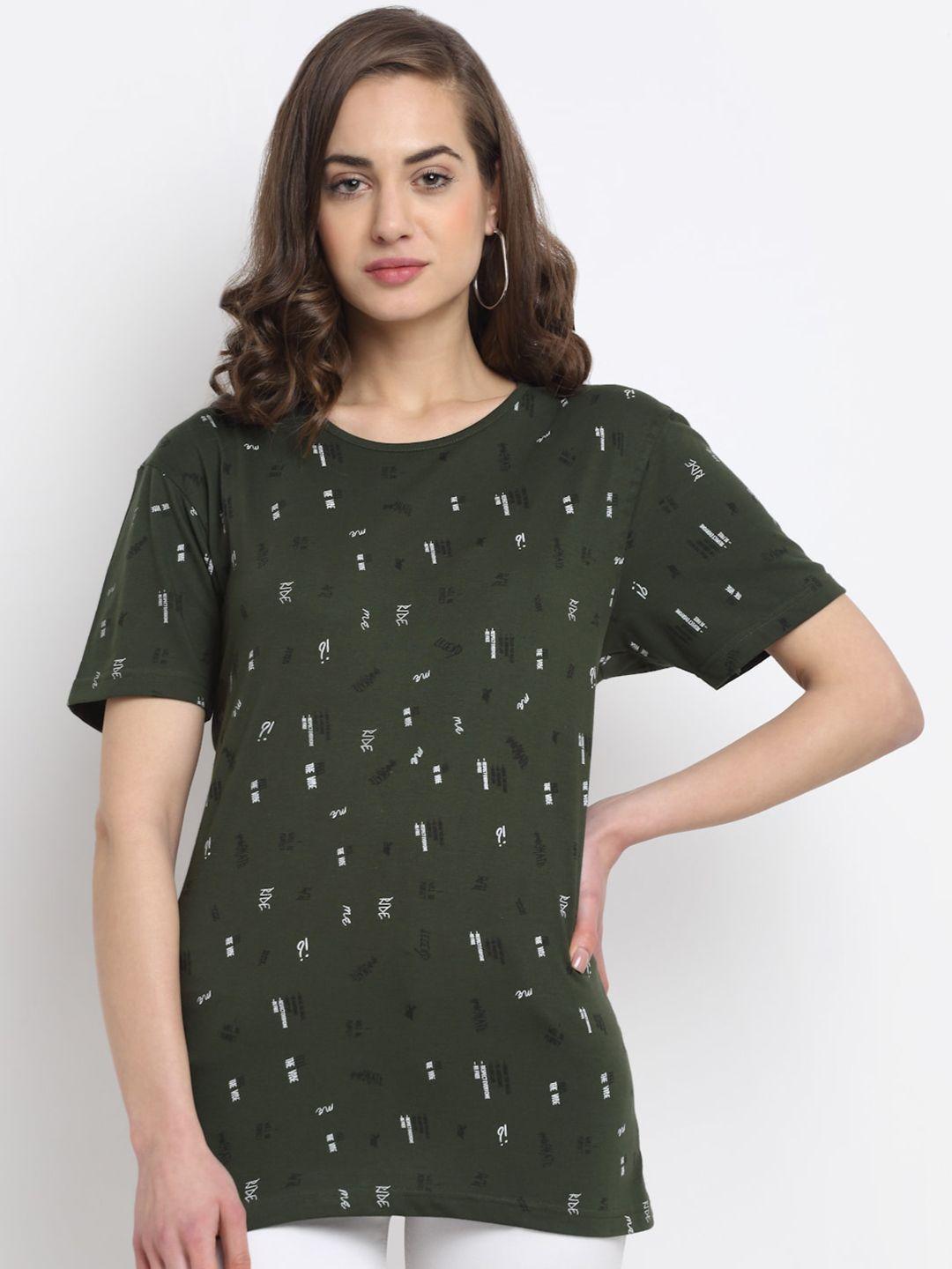 vimal jonney women olive green printed t-shirt
