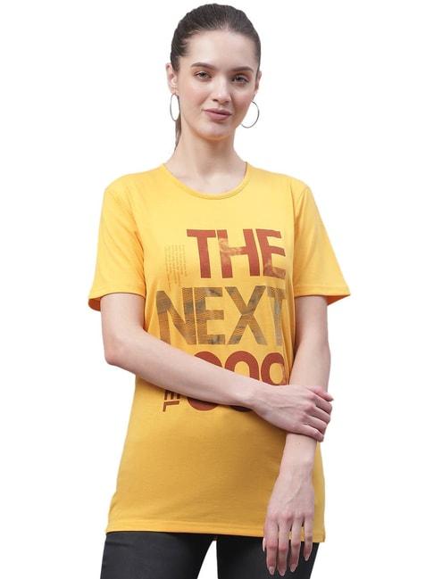 vimal jonney yellow cotton graphic print t-shirt