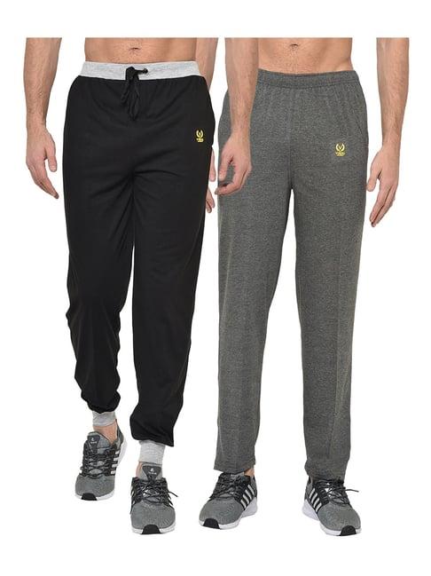 vimal jonney black & dark grey regular fit trackpants and joggers - pack of 2