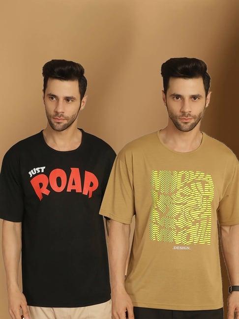 vimal jonney black & green regular fit printed t-shirt