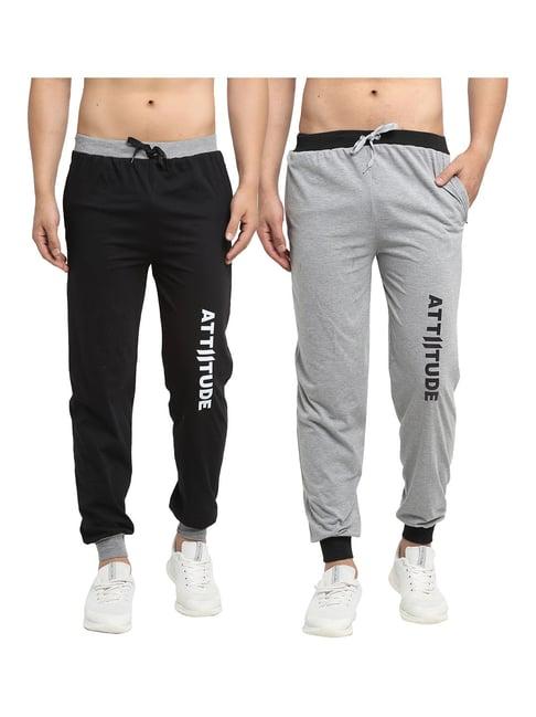 vimal jonney black & grey printed joggers - pack of 2