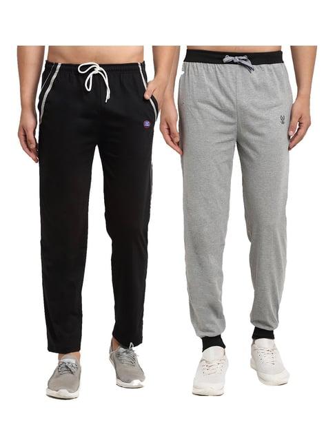 vimal jonney black & grey regular fit joggers & trackpants - pack of 2