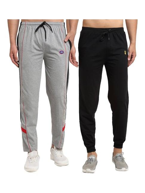 vimal jonney black & grey regular fit joggers & trackpants - pack of 2