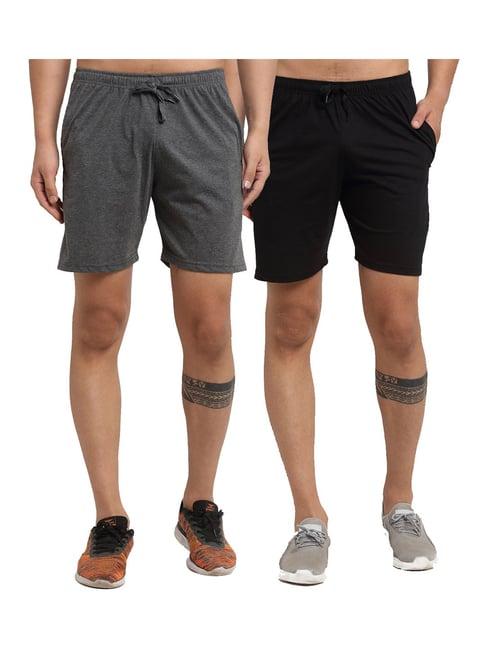 vimal jonney black & grey regular fit shorts - pack of 2