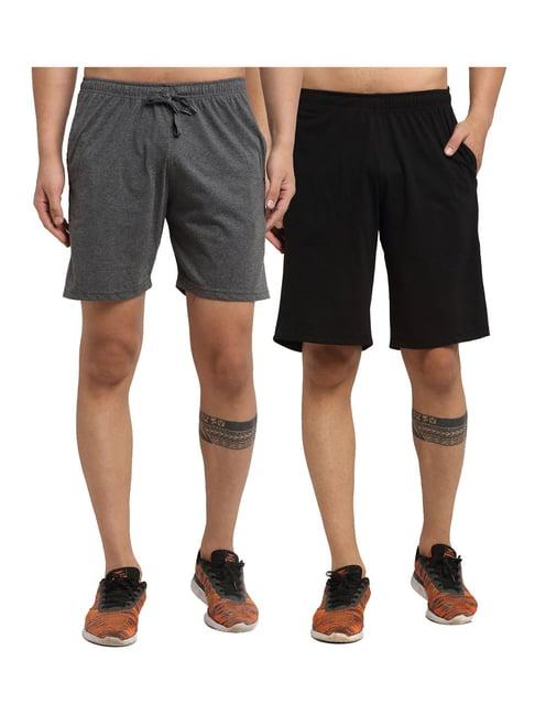 vimal jonney black & grey regular fit shorts - pack of 2