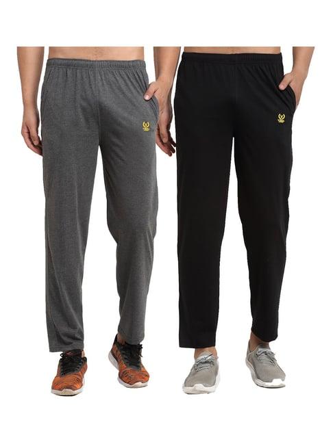 vimal jonney black & grey regular fit trackpants - pack of 2