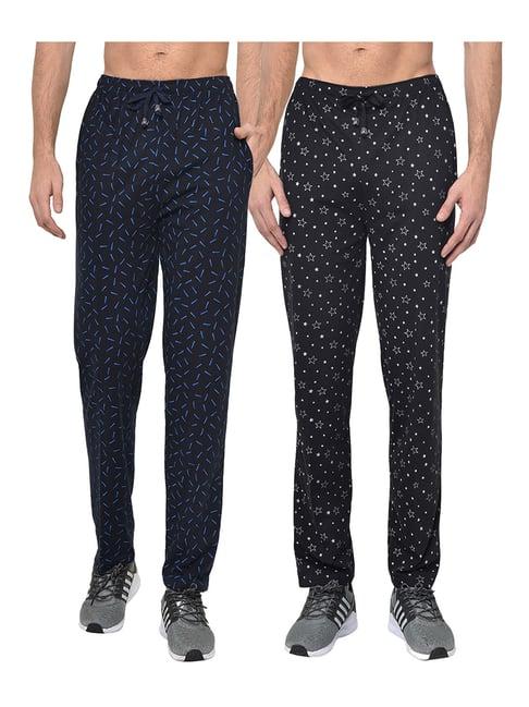 vimal jonney black & navy regular fit trackpants - pack of 2