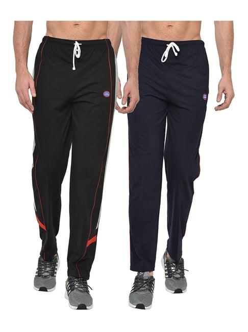 vimal jonney black & navy regular fit trackpants - pack of 2