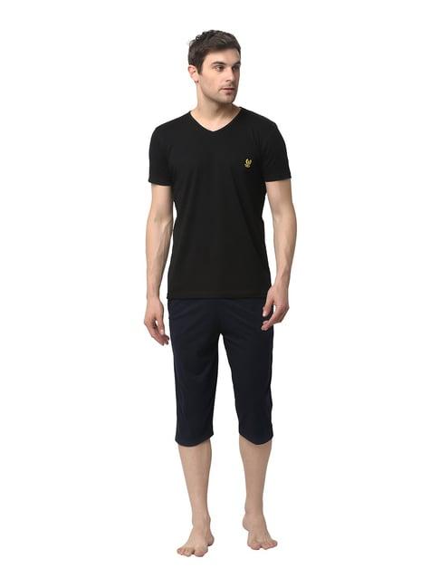 vimal jonney black & navy t-shirt & capris