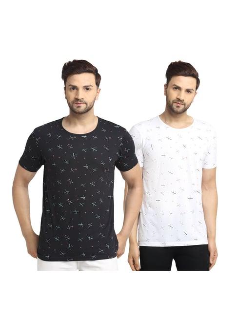 vimal jonney black & white printed t-shirt (pack of 2)