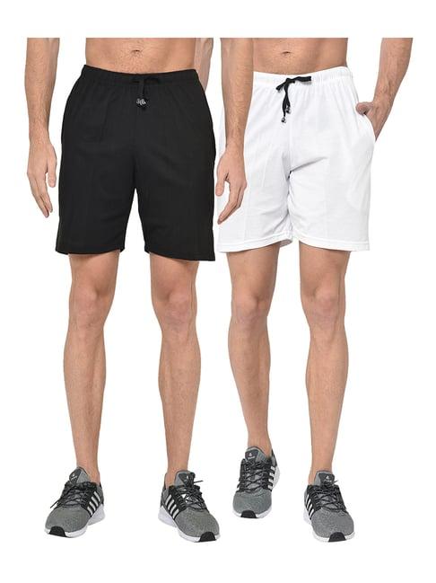 vimal jonney black & white regular fit shorts - pack of 2