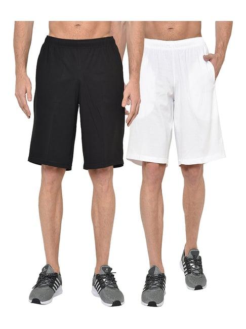 vimal jonney black & white regular fit shorts - pack of 2