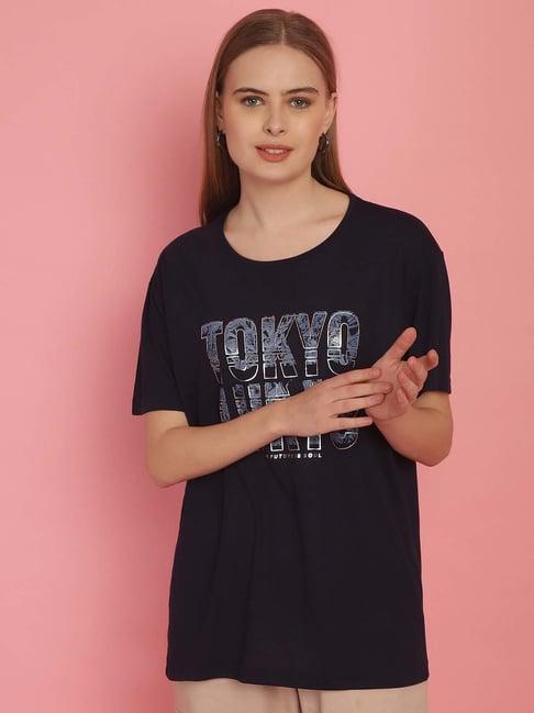 vimal jonney black cotton printed sports t-shirt