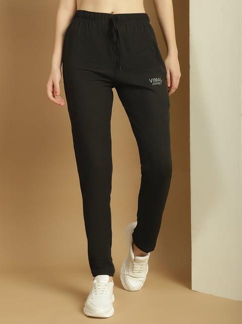 vimal jonney black mid rise sports track pants