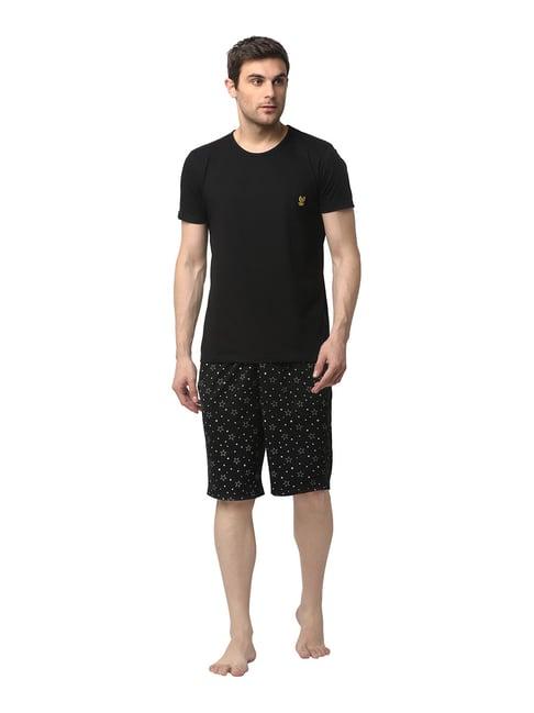 vimal jonney black printed t-shirt & capris