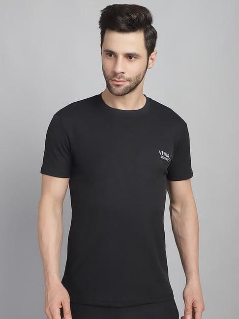 vimal jonney black regular fit crew t-shirt