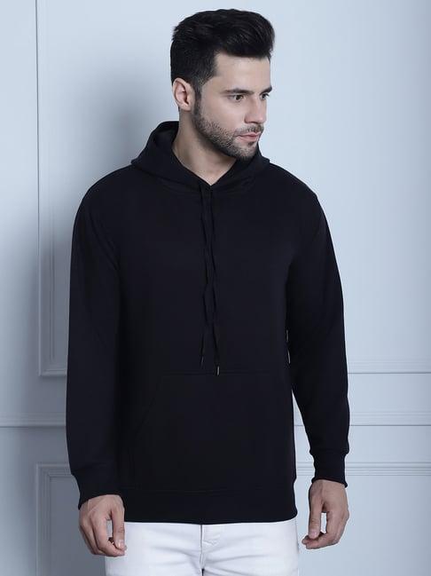 vimal jonney black regular fit hooded sweatshirt