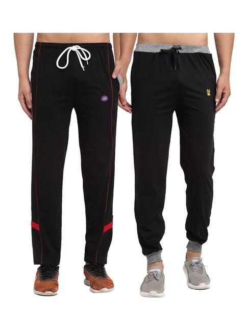 vimal jonney black regular fit joggers & trackpants - pack of 2