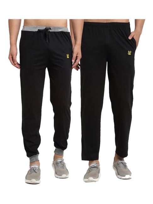 vimal jonney black regular fit joggers & trackpants - pack of 2