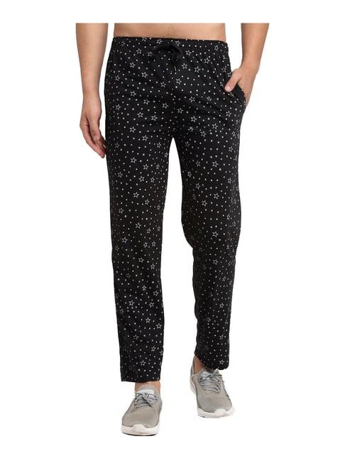 vimal jonney black regular fit printed trackpants