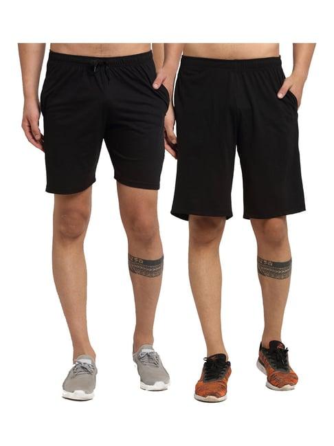 vimal jonney black regular fit shorts - pack of 2