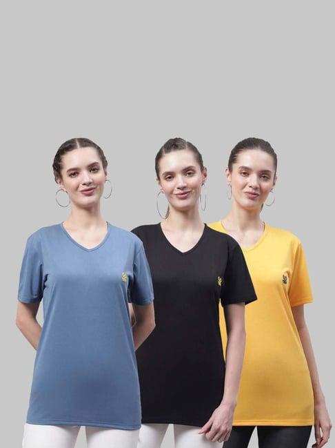 vimal jonney blue & black cotton sports t-shirt - pack of 3