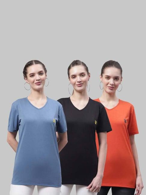 vimal jonney blue & black cotton sports t-shirt - pack of 3