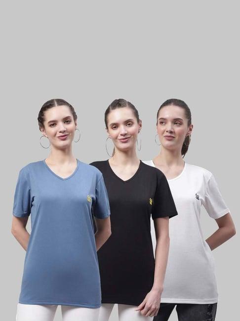 vimal jonney blue & black cotton sports t-shirt - pack of 3