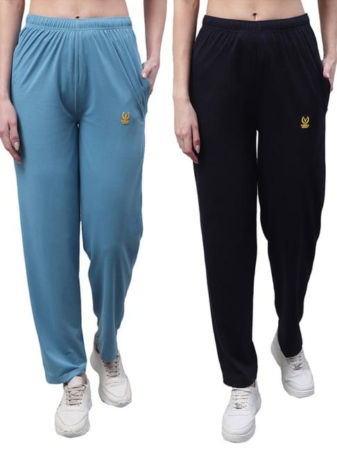 vimal jonney blue & black cotton track pants - pack of 2