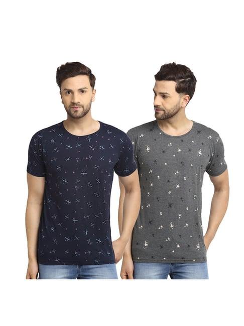 vimal jonney blue & grey printed t-shirt (pack of 2)