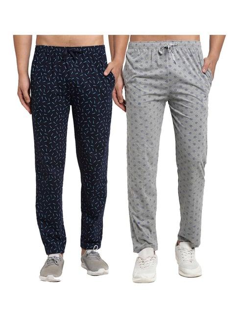 vimal jonney blue & grey regular fit printed trackpants - pack of 2