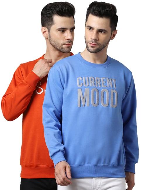 vimal jonney blue & orange regular fit printed sweatshirts - pack of 2