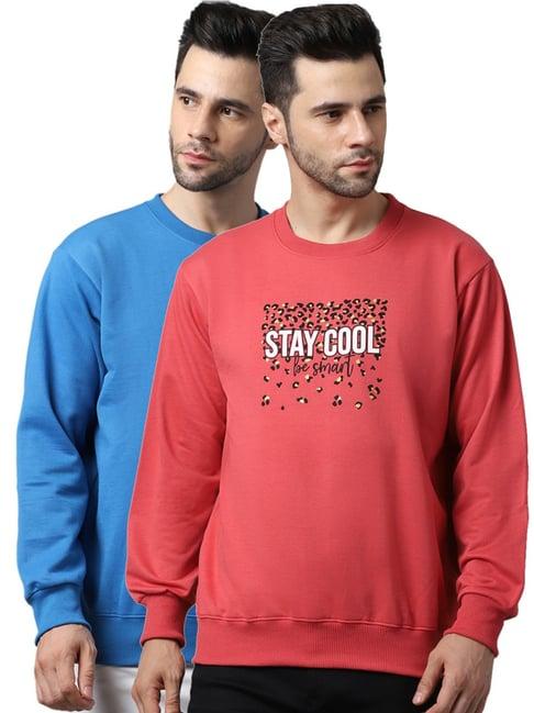 vimal jonney blue & pink regular fit printed sweatshirts - pack of 2