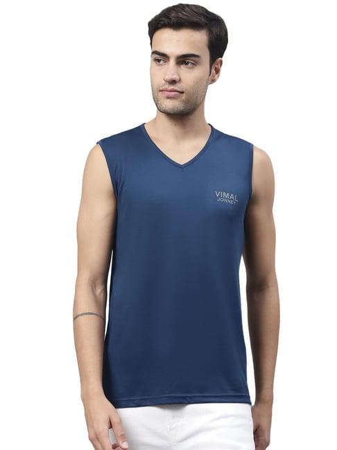 vimal jonney blue regular fit tank tee