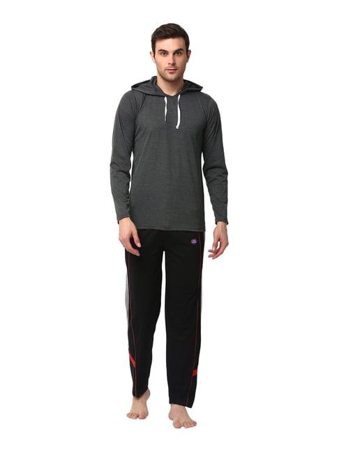 vimal jonney charcoal black & black t-shirt & trackpants