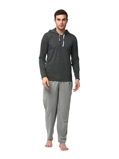 vimal jonney charcoal black & grey t-shirt & trackpants