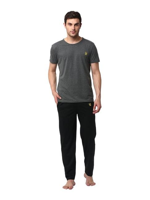 vimal jonney dark grey & black t-shirt & trackpants